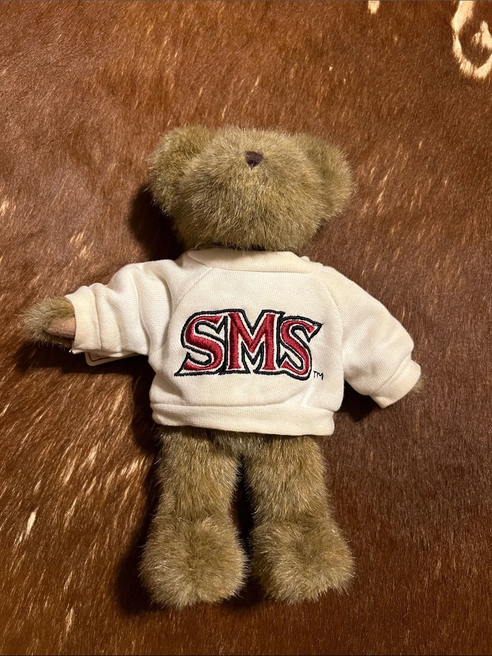 Boyds Bears Brown Plush Teddy in White SMS Sweatshirt